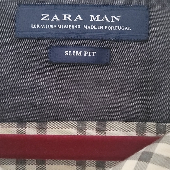 ZARA Mens /Button Down Casual Long Sleeve Shirt / Size Mediu-Slim Fit - Picture 3 of 6